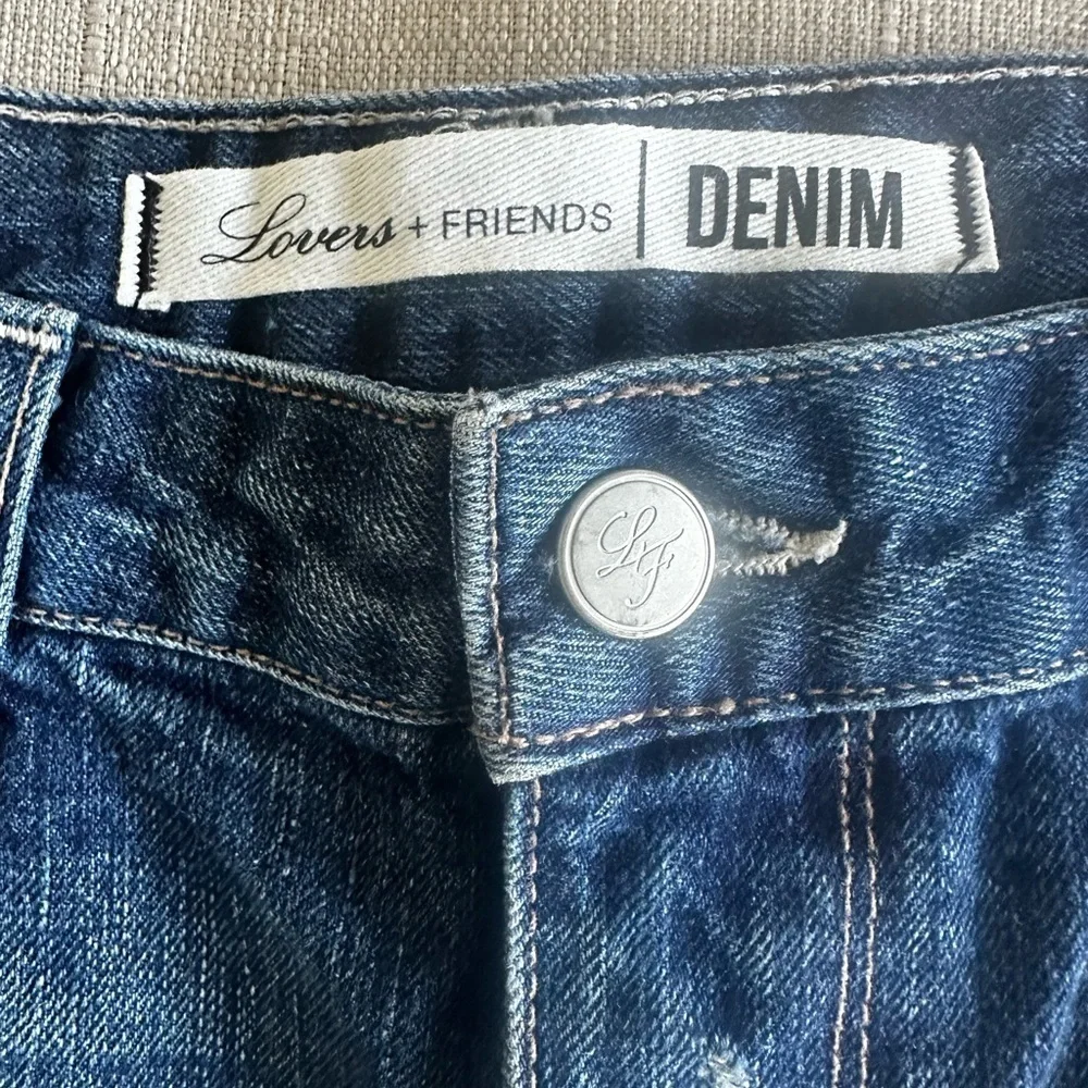 Lovers + Friends Blue Distressed Jean Shorts